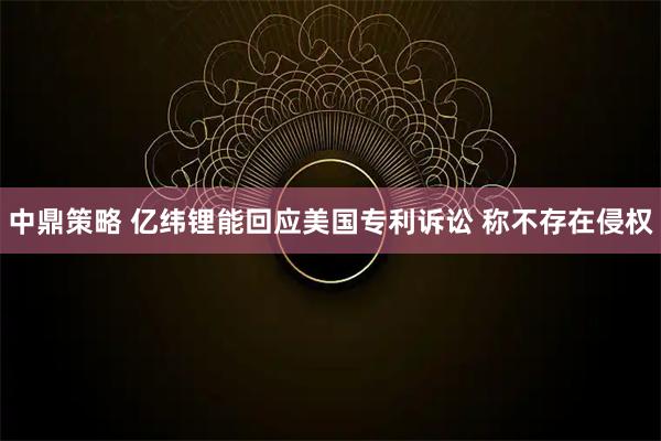 中鼎策略 亿纬锂能回应美国专利诉讼 称不存在侵权